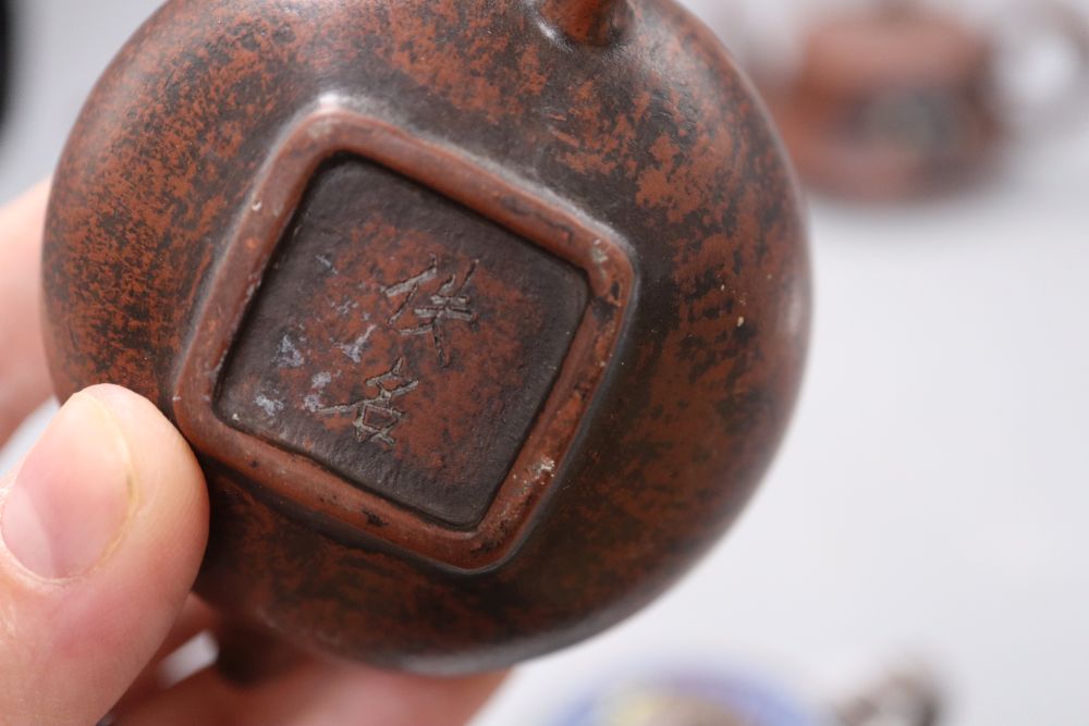 Five Chinese Yixing teapots